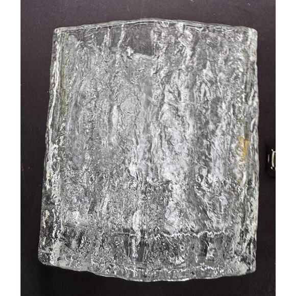 Hoya Crystal Frost Fire Ice Glass Vase Textured Clear Japan Vintage MCM Modern - Picture 4 of 12